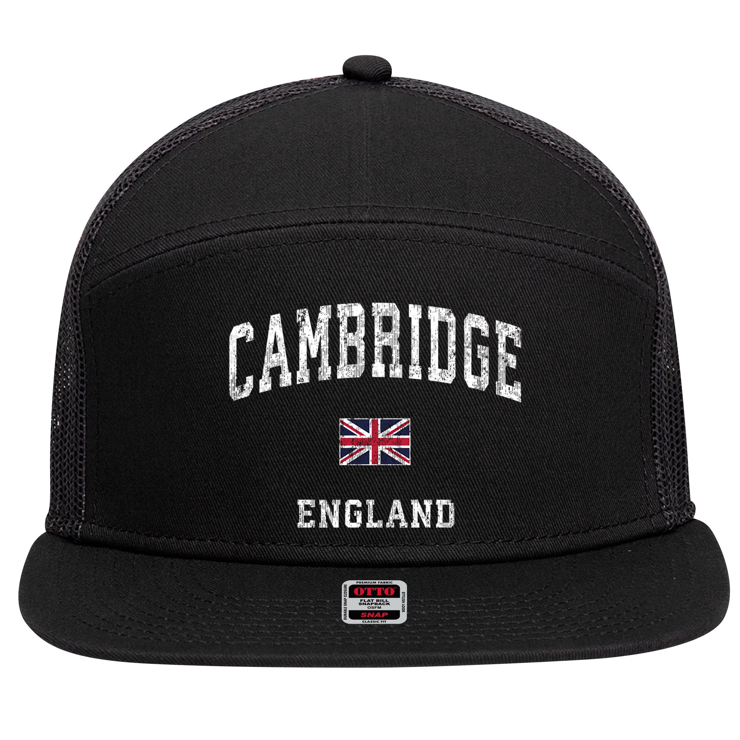 Cambridge England Vintage Athletic Sports Design 7 Panel Mesh Trucker Snapback Hat