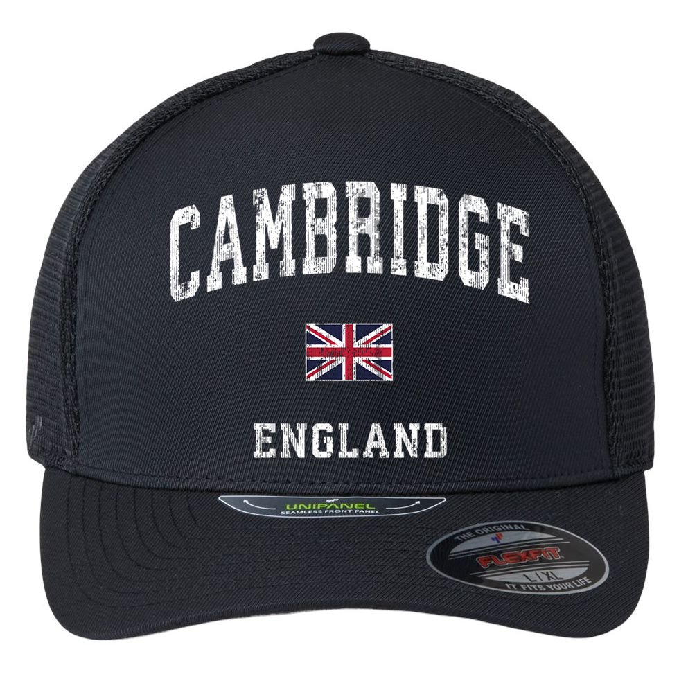Cambridge England Vintage Athletic Sports Design Flexfit Unipanel Trucker Cap
