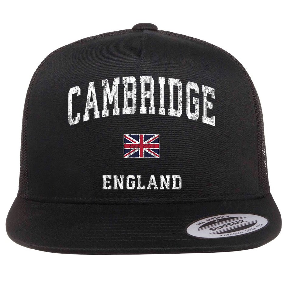 Cambridge England Vintage Athletic Sports Design Flat Bill Trucker Hat
