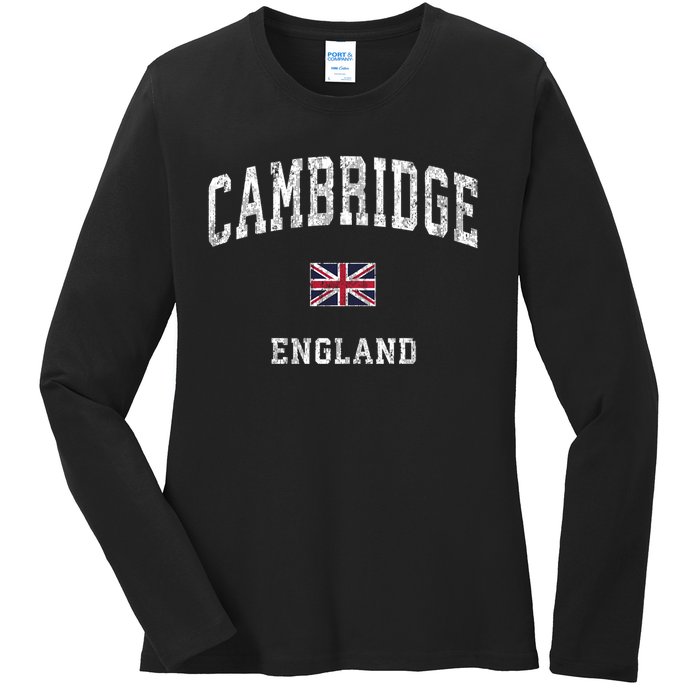 Cambridge England Vintage Athletic Sports Design Ladies Long Sleeve Shirt