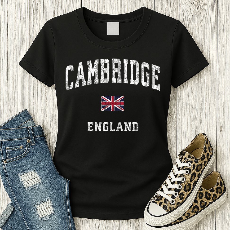 Cambridge England Vintage Athletic Sports Design Womens T-Shirt