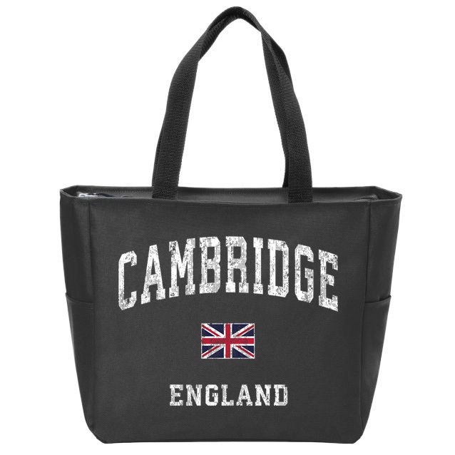 Cambridge England Vintage Athletic Sports Design Zip Tote Bag