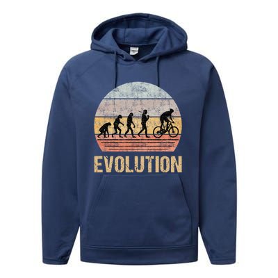 Cycling Evolution Vintage Retro Performance Fleece Hoodie