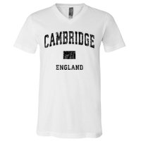 Cambridge England Vintage Athletic Sports Design Hoodie V-Neck T-Shirt