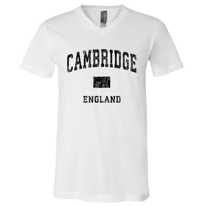 Cambridge England Vintage Athletic Sports Design Hoodie V-Neck T-Shirt