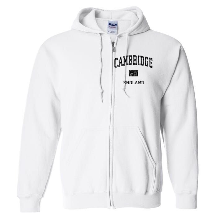 Cambridge England Vintage Athletic Sports Design Hoodie Full Zip Hoodie