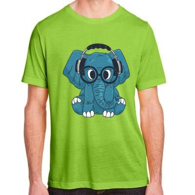 Cute Elephant With Glasses And Headphones Gift Adult ChromaSoft Performance T-Shirt