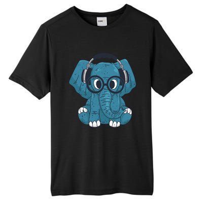 Cute Elephant With Glasses And Headphones Gift Tall Fusion ChromaSoft Performance T-Shirt