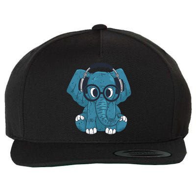 Cute Elephant With Glasses And Headphones Gift Wool Snapback Cap