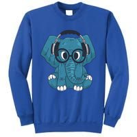 Cute Elephant With Glasses And Headphones Gift Sweatshirt