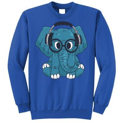 Cute Elephant With Glasses And Headphones Gift Sweatshirt