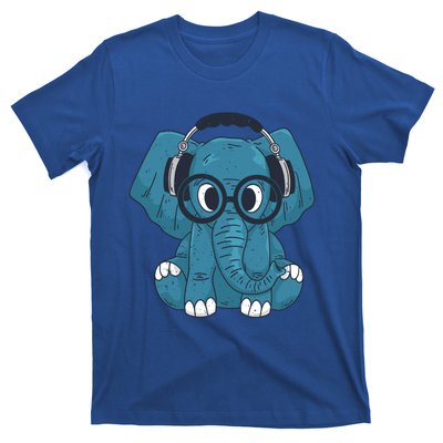 Cute Elephant With Glasses And Headphones Gift T-Shirt