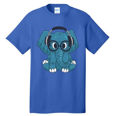 Cute Elephant With Glasses And Headphones Gift Tall T-Shirt