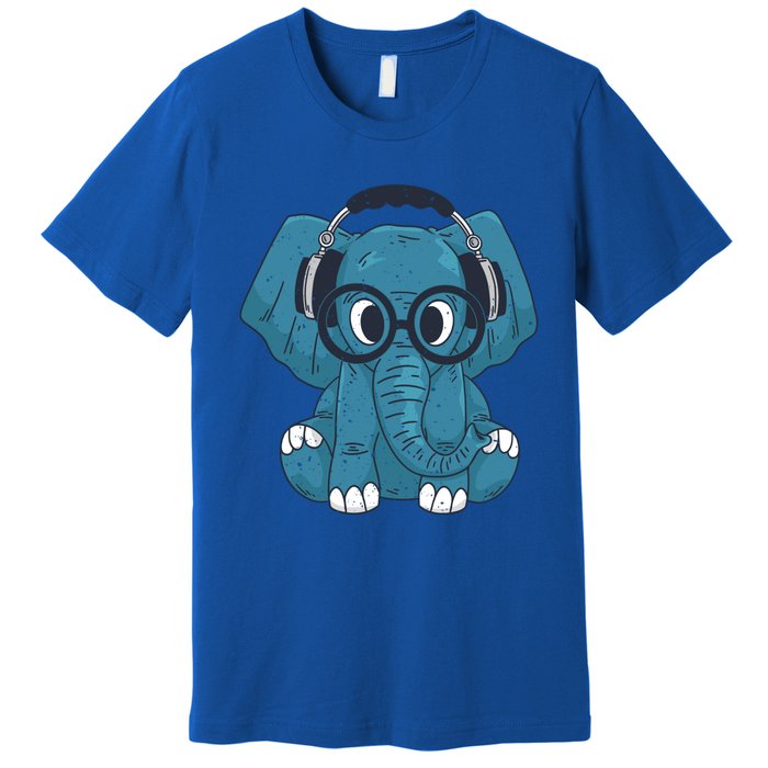 Cute Elephant With Glasses And Headphones Gift Premium T-Shirt