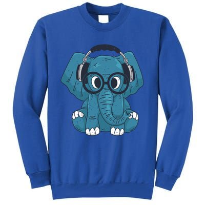 Cute Elephant With Glasses And Headphones Gift Tall Sweatshirt