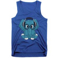 Cute Elephant With Glasses And Headphones Gift Tank Top