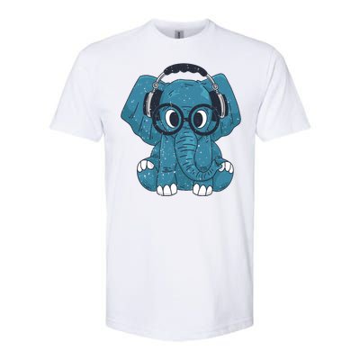 Cute Elephant With Glasses And Headphones Gift Softstyle CVC T-Shirt