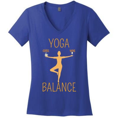 Coffee Er Wine Lover Funny Ing Yoga Balance Gift Women's V-Neck T-Shirt