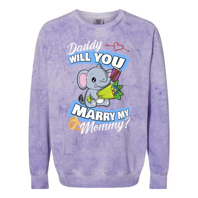 Cute Elephant Wedding Offer Daddy Will You Marry My Mommy Meaningful Gift Colorblast Crewneck Sweatshirt