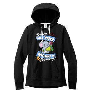 Cute Elephant Wedding Offer Daddy Will You Marry My Mommy Meaningful Gift Women's Fleece Hoodie