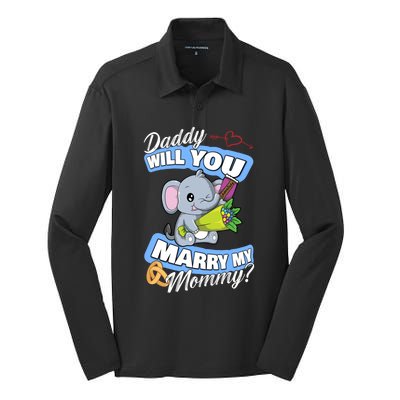 Cute Elephant Wedding Offer Daddy Will You Marry My Mommy Meaningful Gift Silk Touch Performance Long Sleeve Polo