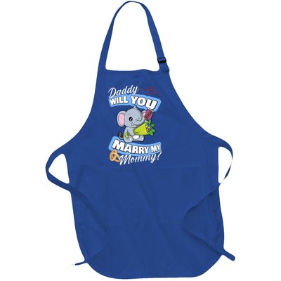 Cute Elephant Wedding Offer Daddy Will You Marry My Mommy Meaningful Gift Full-Length Apron With Pockets