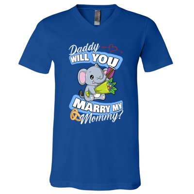 Cute Elephant Wedding Offer Daddy Will You Marry My Mommy Meaningful Gift V-Neck T-Shirt