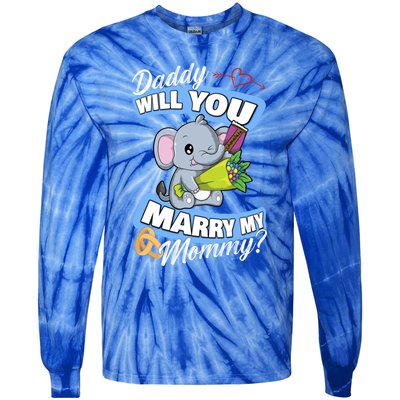 Cute Elephant Wedding Offer Daddy Will You Marry My Mommy Meaningful Gift Tie-Dye Long Sleeve Shirt