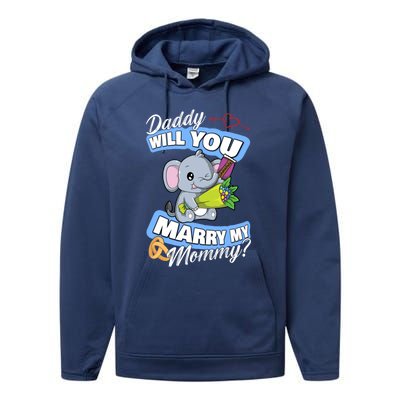 Cute Elephant Wedding Offer Daddy Will You Marry My Mommy Meaningful Gift Performance Fleece Hoodie