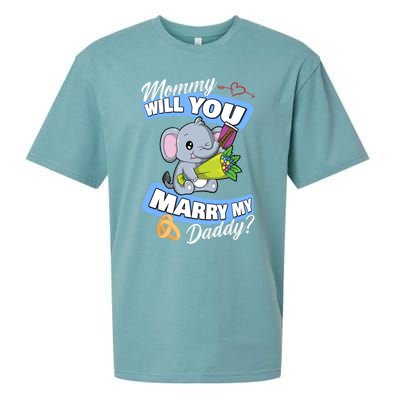 Cute Elephant Wedding Offer Mommy Will You Marry My Daddy Gift Sueded Cloud Jersey T-Shirt