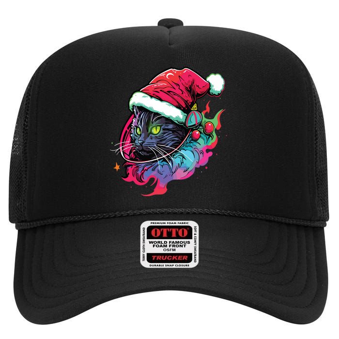 Cat Edm Winter Festival Cute Christmas Party High Crown Mesh Back Trucker Hat