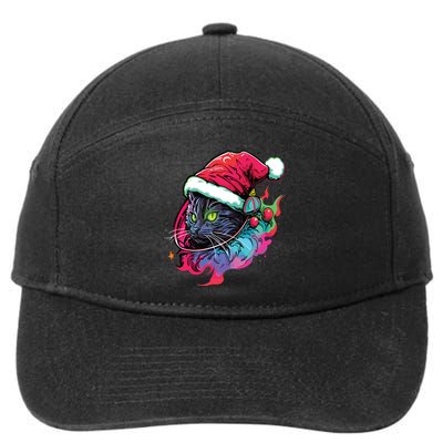 Cat Edm Winter Festival Cute Christmas Party 7-Panel Snapback Hat