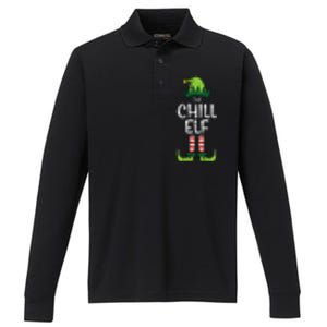 Chill Elf Xmas Matching Christmas For Family Funny Funny Performance Long Sleeve Polo