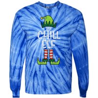 Chill Elf Xmas Matching Christmas For Family Funny Funny Tie-Dye Long Sleeve Shirt