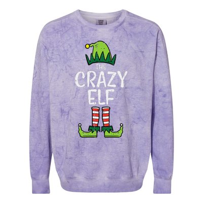 Crazy Elf Xmas Matching Christmas For Family Funny Colorblast Crewneck Sweatshirt