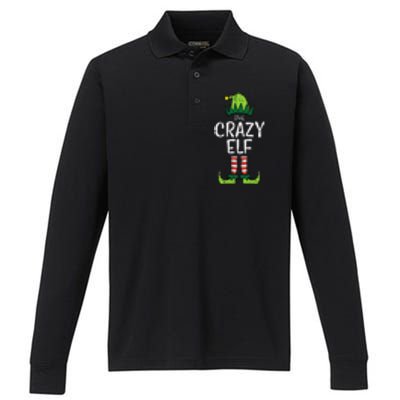 Crazy Elf Xmas Matching Christmas For Family Funny Performance Long Sleeve Polo