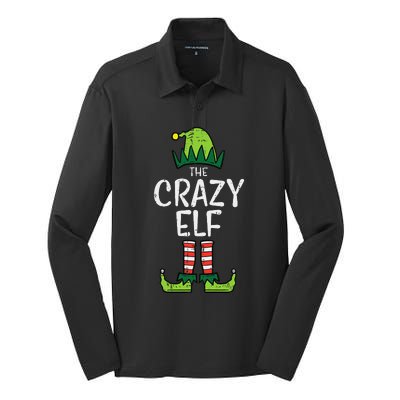 Crazy Elf Xmas Matching Christmas For Family Funny Silk Touch Performance Long Sleeve Polo