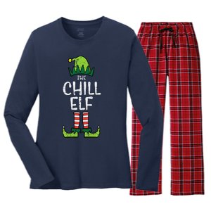 Chill Elf Xmas Matching Christmas For Family Funny Funny Women's Long Sleeve Flannel Pajama Set 