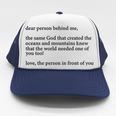 Carew Ellington You Are Loved Dear Person Behind Me Trucker Hat