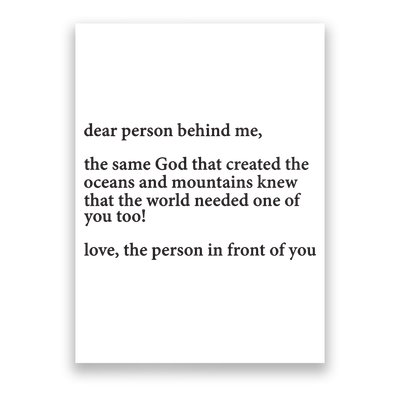 Carew Ellington You Are Loved Dear Person Behind Me Poster