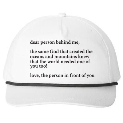 Carew Ellington You Are Loved Dear Person Behind Me Snapback Five-Panel Rope Hat