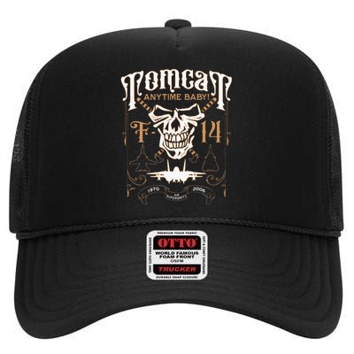 Classic F 14 Tomcat Military Fighter Jet Skull High Crown Mesh Back Trucker Hat