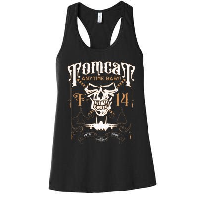 Classic F 14 Tomcat Military Fighter Jet Skull Women's Racerback Tank