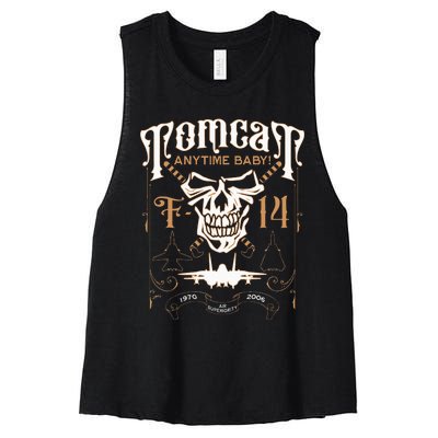 Classic F 14 Tomcat Military Fighter Jet Skull Women's Racerback Cropped Tank