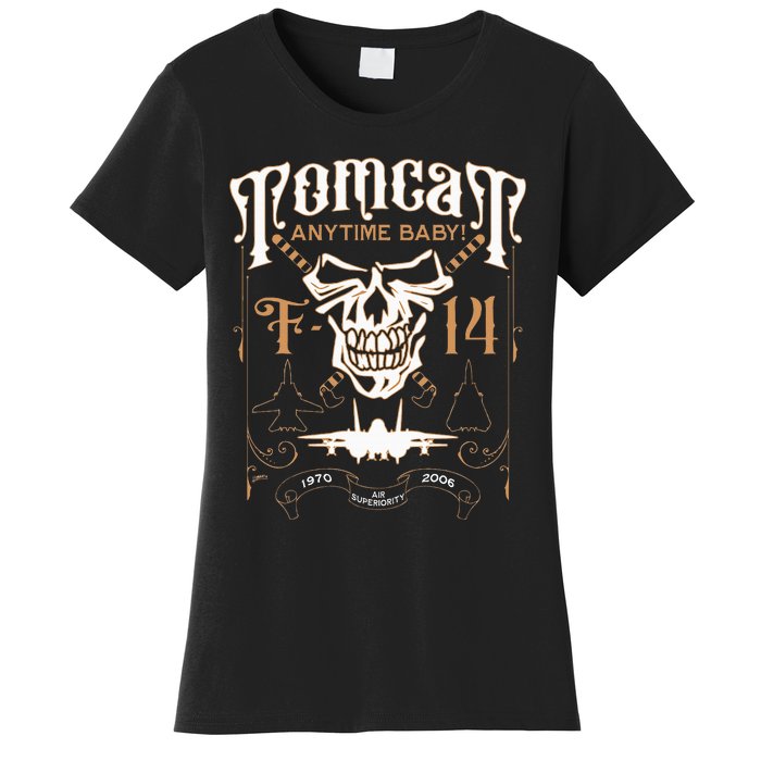 Classic F 14 Tomcat Military Fighter Jet Skull Women's T-Shirt