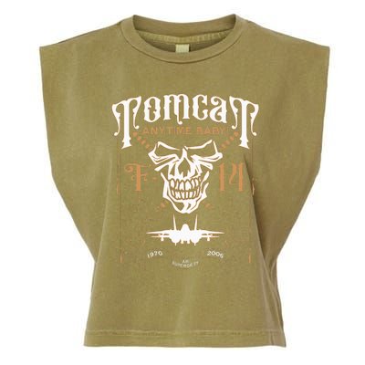 Classic F 14 Tomcat Military Fighter Jet Skull Garment-Dyed Women's Muscle Tee