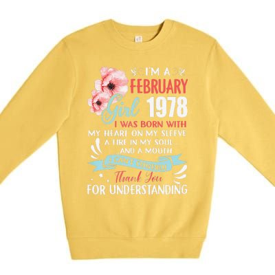 Cute February 1978 45th Birthday Gift 45 Years Old Premium Crewneck Sweatshirt