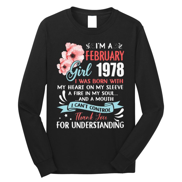 Cute February 1978 45th Birthday Gift 45 Years Old Long Sleeve Shirt