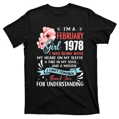 Cute February 1978 45th Birthday Gift 45 Years Old T-Shirt