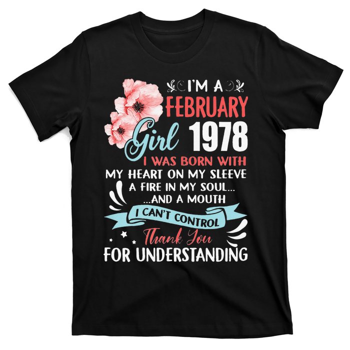 Cute February 1978 45th Birthday Gift 45 Years Old T-Shirt